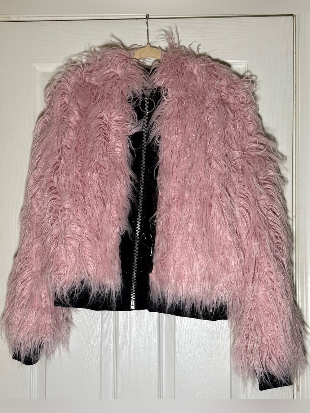 Widow - Pink Faux Fur Bunny Jacket with O-Ring Zip